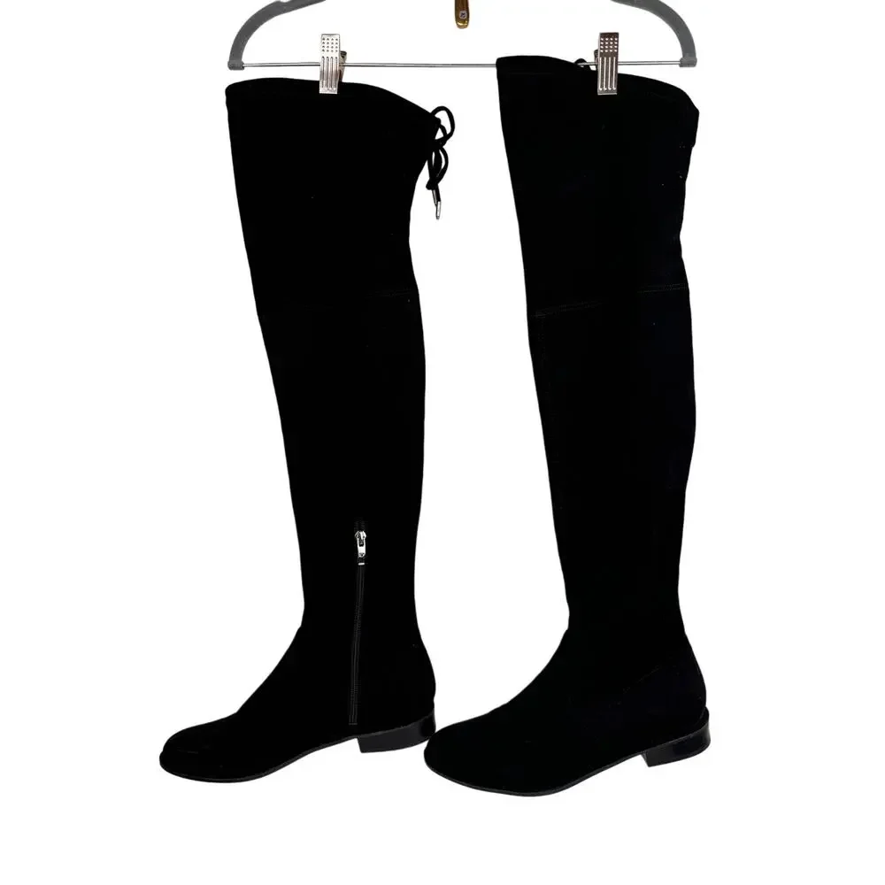 Marc Fisher Humor 2 Women's Boot 8M Black Faux Suede Over-The-Knee Riding Boots